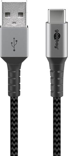 Goobay 49295 USB cable, USB 2.0, 0.5 m, USB-C, USB-A, Black, Grey