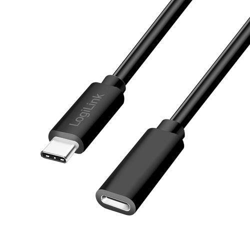 Logilink USB 2.0 Type-C Cable C/M USB-C/F, PD, black 1m