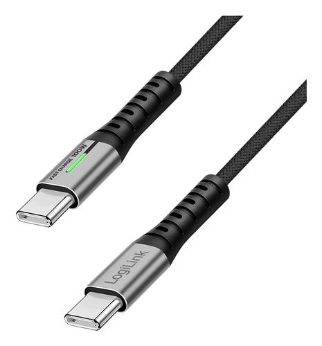 Logilink USB-C 20 Gb/s, 100W, 1.5m, black braided cable