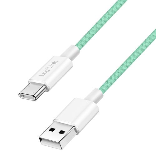 Logilink USB-A - USB-C 1.5m with nylon braid green