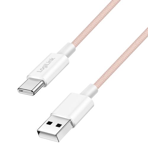 Logilink USB-A - USB-C 1.5m with nylon braid pink