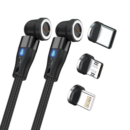 Realpower Magnetic cable, 1m, 2x magnetic, black with adapter