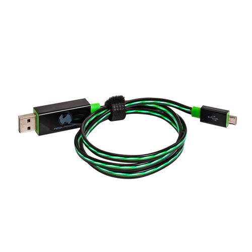 Realpower Data cable LED green micro-USB to USB