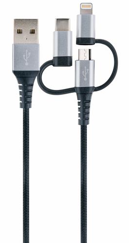 Schwaiger USB 2.0 A to 3-in-1 1.5m Black/Silver Male Cable
