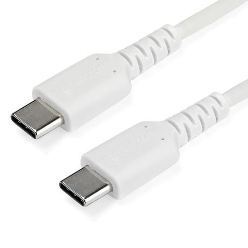 StarTech.com 3ft (1m) USB-C Fast Charging Cable, Rugged, Charge AND Sync, 60W (3A) PD, USB 2.0, White TPE Jacket and Aramid Fiber - USB C Charging Cord