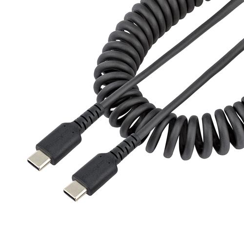 StarTech.com 3ft (1m) USB-C Fast Charging Cable, Rugged, Coiled, Charge AND Sync, 3A, USB 2.0, TPE Jacket and Aramid Fiber - USB C Charging Cord