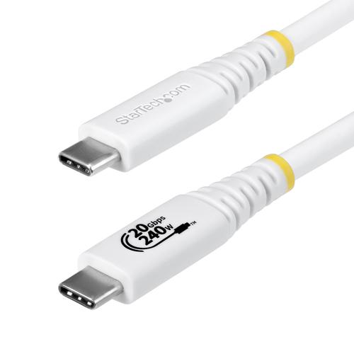 StarTech.com 2m (6ft) USB4 Cable, 20Gbps, USB-IF Certified USB-C Cable, 240W PD EPR, 4K 120Hz DP 2.1, TPE Jacket, White USB-C Cord