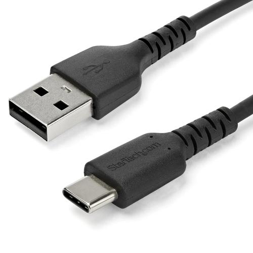 StarTech.com 3ft (1m) USB-A to USB-C Fast Charging Cable, Rugged, Charge AND Sync, 3A, USB 2.0, Black TPE Jacket and Aramid Fiber - USB Charging Cord