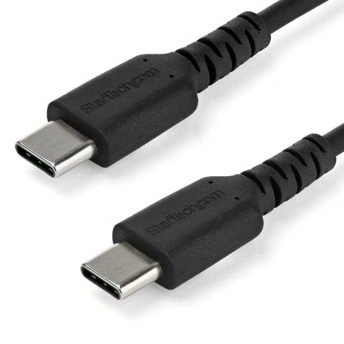 StarTech.com 3ft (1m) USB-C Fast Charging Cable, Rugged, Charge AND Sync, 60W (3A) PD, USB 2.0, Black TPE Jacket and Aramid Fiber - USB C Charging Cord