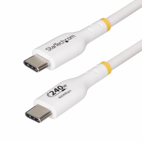StarTech.com 3.3ft (1m) USB-C Charging Cable, Charge AND Sync, 240W (5A) PD EPR, USB 2.0 Laptop Charger Cable, USB-IF Certified, TPE Jacket - White USB C Charging Cord