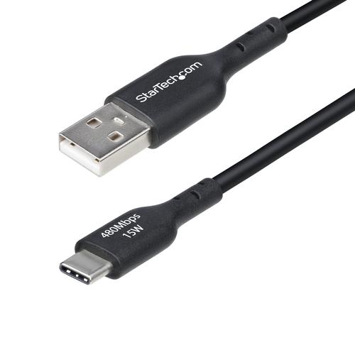 StarTech.com 3ft (1m) USB-A to USB-C Charging Cable, Charge AND Sync, 3A, USB 2.0, TPE Jacket - Black USB Charging Cord