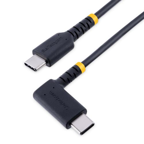 StarTech.com 1ft (30cm) USB-C Fast Charging Cable, Rugged, Right-Angled, Charge AND Sync, 60W (3A) PD, USB 2.0, TPE Jacket and Aramid Fiber - USB C Charging Cord