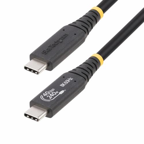 StarTech.com 1.6ft (50cm) USB4 Cable 40Gbps, 240W (5A) Power Delivery, 8K 120Hz / 4K 240Hz DP Alt Mode, USB-IF Certified USB-C Cable - Thunderbolt Compatible