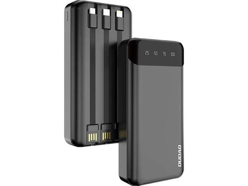 Dudao large-capacity power bank with 3 built-in cables, 20000mAh, USB Type C + micro USB + Lightning, black (K6Pro+) Lithium Polymer (LiPo)