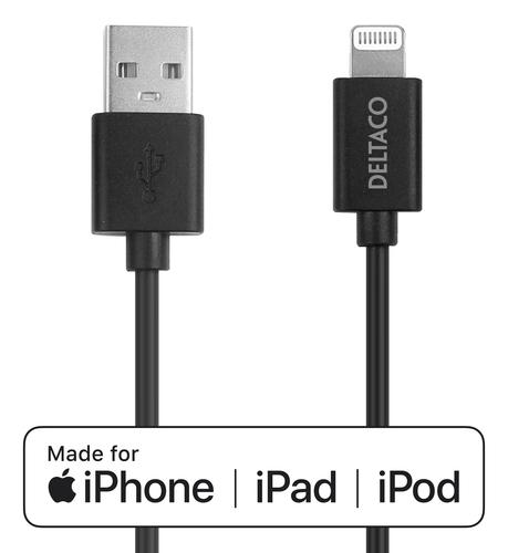 Deltaco IPLH-411 lightning cable 1 m Black