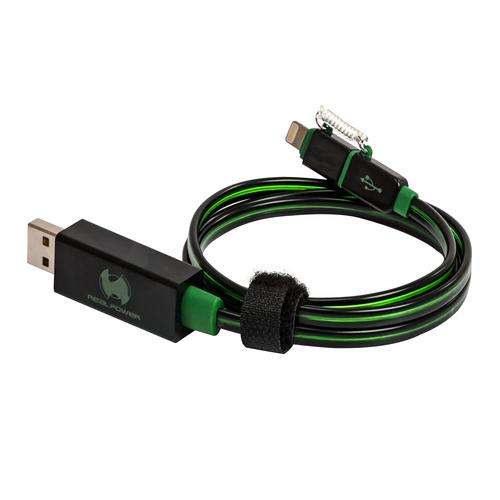 Realpower Data cable LED green micro-USB to Lightning