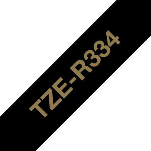 BROTHER TZE-R334 label tape, gold on black