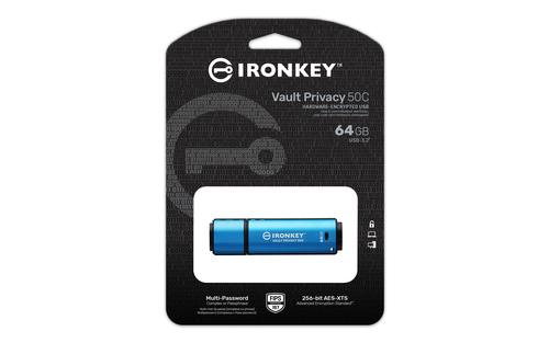 Kingston Technology IronKey 64GB USB-C Vault Privacy 50C, AES-256 Encrypted, FIPS 197