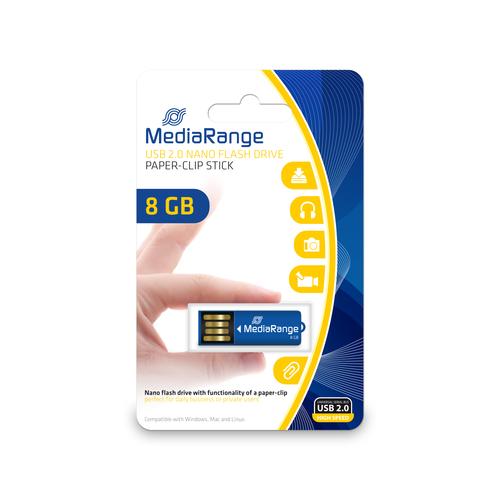 MediaRange USB Nano 8 GB (blue, USB-A 2.0, with lanyard loop)