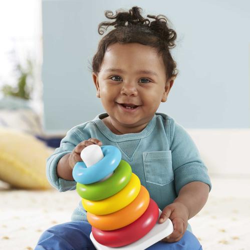 Fisher-Price Rock-a-Stack Ring Stacking Toy for Infants, Made with Plant-Based Materials