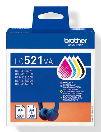 BROTHER LC521VAL | Ink Cartridge | Black, Cyan, Magenta, Yellow