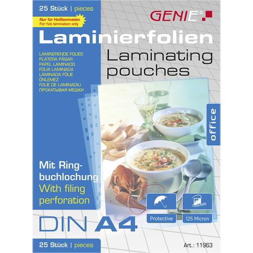 Genie Laminated folders 25 A4 - Sheets with ring binding holes
