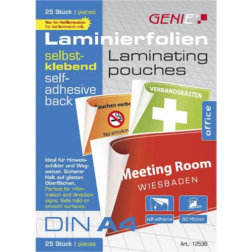 Genie Laminated folders 25 A4 self-adhesive 80 Mic.