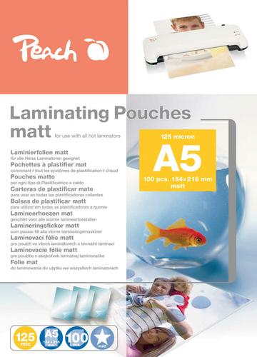 Peach A5 Laminated Sheets (154x216mm), 125mic, matte