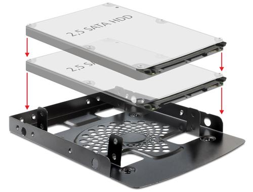 Delock Mounting plate 3.5" for 2x 2.5" HDDs Metal black
