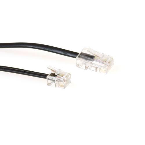 ACT Black 2-meter flat telephone cable with RJ11 and RJ45 connectors