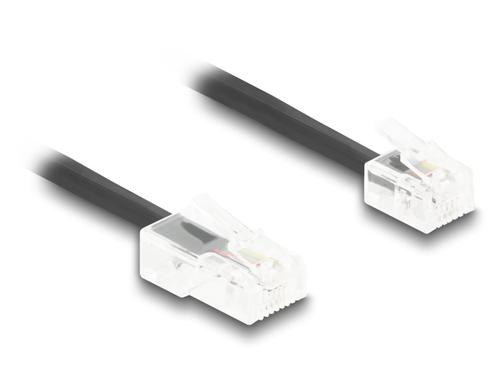 Delock RJ11 spiral cable to RJ45 straight cable, 2 meters, shielded.
