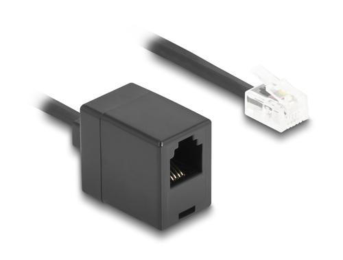 Delock Telephone cable/Spiral cable RJ11 St. to RJ11 Bu. 1m
