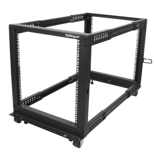 StarTech.com 12U 4-Post Server Rack, 19in Open Frame Rack with 40in (101cm) Mounting Depth and 1200lb (544kg) Weight Capacity, Mobile or Floor Mount IT Rack
