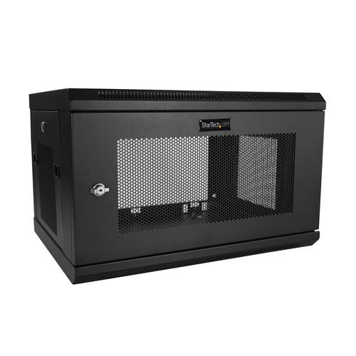 StarTech.com 2-Post 6U Wall Mount Network Cabinet with 1U Shelf, 19 Wall-Mounted Server Rack for Data / Networking / AV / Electronics / Computer Equipment, Small Vented Rack Enclosure