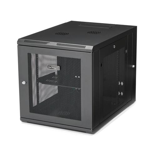 StarTech.com 4-Post 12U Wall Mount Network Cabinet with 1U Shelf, 19 Hinged Wall-Mounted Server Rack for Data / AV / Electronics / Computer Equipment, Flexible Vented Rack Enclosure