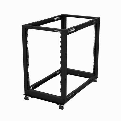 StarTech.com 18U 4-Post Server Rack, 19in Open Frame Rack with 40in (101cm) Mounting Depth and 1200lb (544kg) Weight Capacity, Mobile or Floor Mount IT Rack