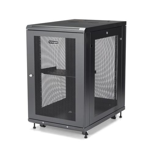 StarTech.com 18U Enterprise-Grade Server Rack Cabinet Kit, 19in Enclosed 4-Post Rack with Shelf and Cable Management, 29in (75cm) Mounting Depth, 992lb (450kg) Capacity