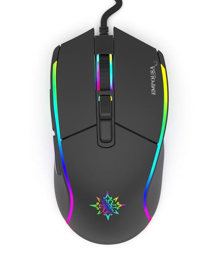 Inca Gaming Mouse RGB/ 6400DPI/ 7 Buttons/USB 1.80m black retail