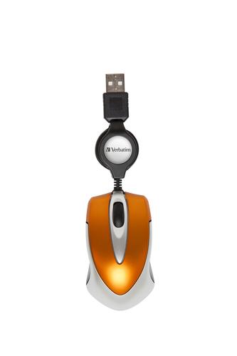 Verbatim USB Mini Optical Travel Mouse Volcanic Orange Retail
