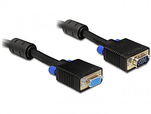 Delock VGA Cable D-Sub15 - D-Sub15 Straight/Right Angle 5.00m short