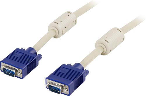 Deltaco RGB-2A VGA cable, 3 m, VGA (D-Sub), Grey