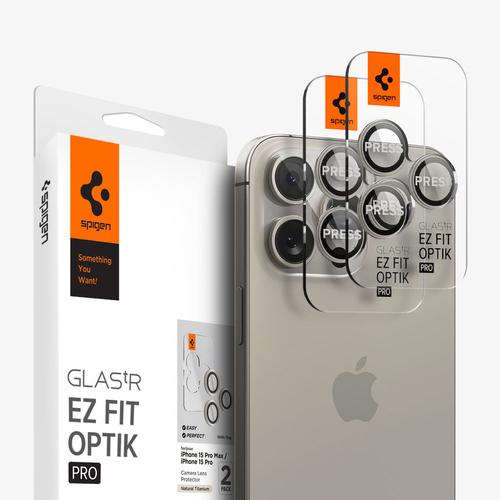 Spigen Optik Pro EZ Fit Camera Lens Protector for Apple, 2 pack