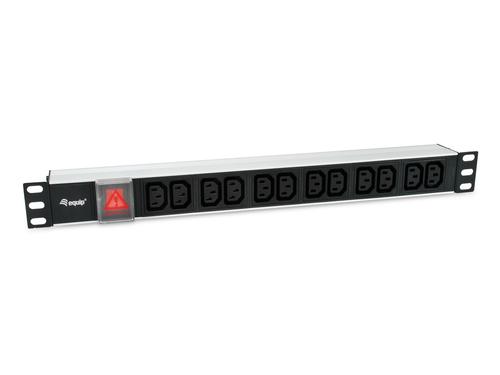 Equip 19" Power strip 12xIEC 60320 C13+Switch sw. Alu.