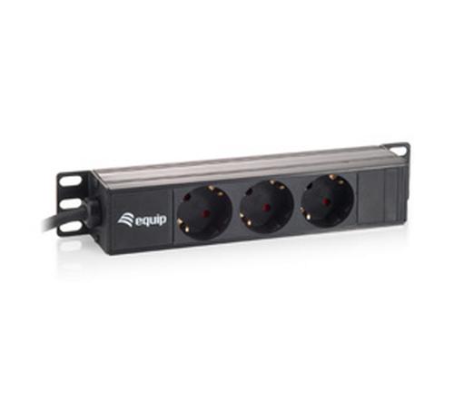 Equip 10" Power strip 3xCEE7/5 FR-St.90° sw. Alu.