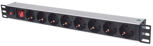 Intellinet 8-outlet power strip, 3m, with switch, black.