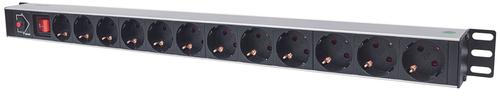 Intellinet 12-way power strip, 1.6m, with screw connection, black