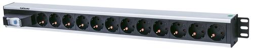 Intellinet Vertical Rackmount 12-Way Power Strip - German Type, with Single Air Switch, No Surge Protection