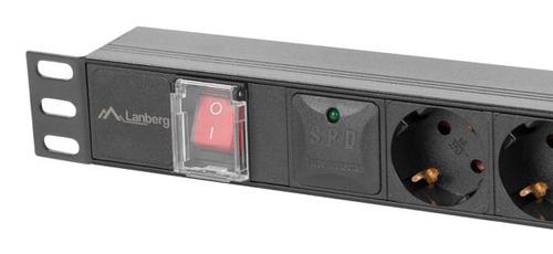 LANBERG power supply cable for a 19" 1U rack PDU, 10A, 5x Schuko, 2m, black, C14