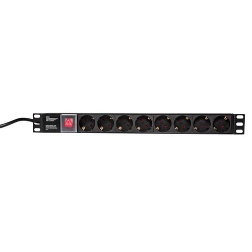 Logilink 19" 8-way power strip with on/off switch