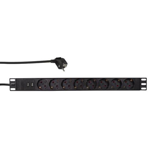 Logilink Power strip 8-way CEE7/3+2 USB, with surge protection
